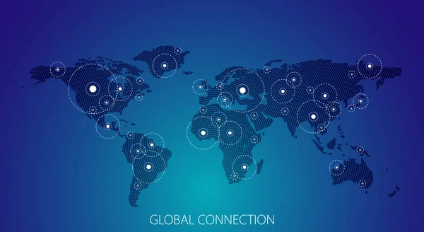 Ilustração Vetorial Com Mapa Mundo Conceito Conexão Global — Vetor de Stock