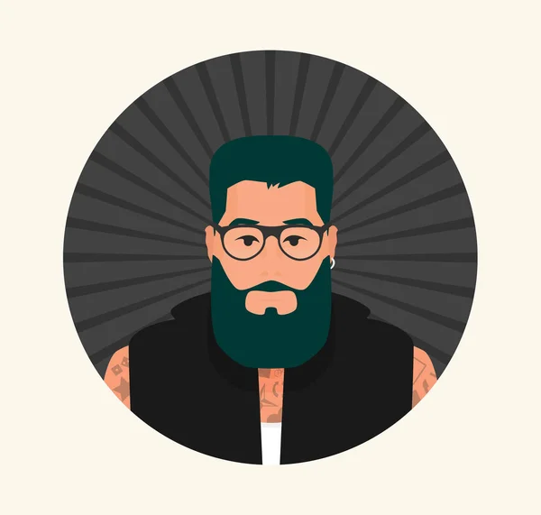 Flat Cartoon Hipster Character Vector Illustration — Stock Vector