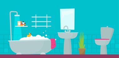 modern banyo iç vektör çizim