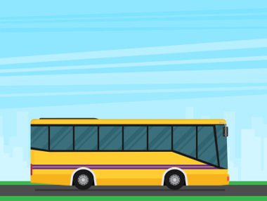 yolda sarı otobüs vektör illüstrasyon