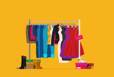Bayan giyim, moda kavramı vektör çizim