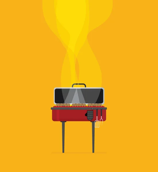 Vektor Illustration Des Grills Auf Gelbem Hintergrund — Stockvektor