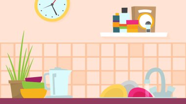 Modern mutfak içinin vektör çizimi 