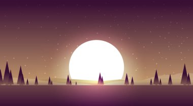 Güzel manzara vektör çizim, seyahat kavramı