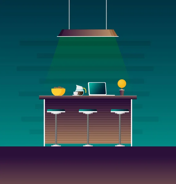 Vector Illustration Modern Kitchen Interior — Stock Vector