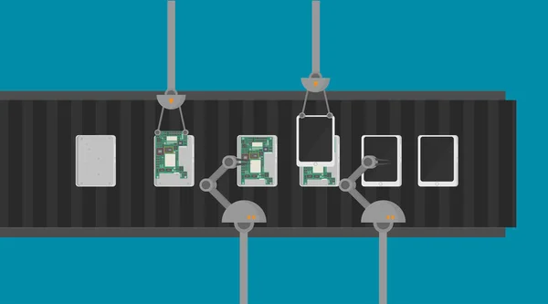 Vectorillustratie Van Digitale Tabletten Fabriek — Stockvector