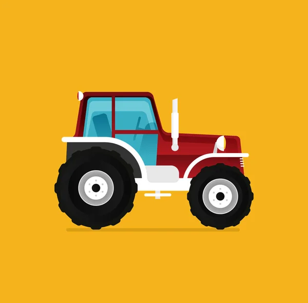 Illustration Tracteur Rouge Sur Fond Jaune — Image vectorielle