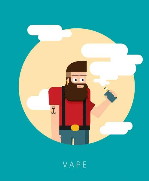 Ilustracja Wektorowa Hipster Człowieka Vape — Wektor stockowy