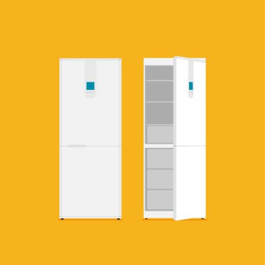 açık ve kapalı buzdolabı şık simgesi, vektör illüstrasyon