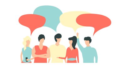 boş konuşma kabarcıkları, vektör illüstrasyon ile insanların şık afiş