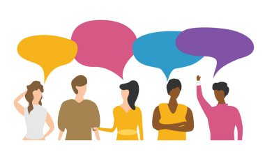 boş konuşma kabarcıkları, vektör illüstrasyon ile insanların şık afiş