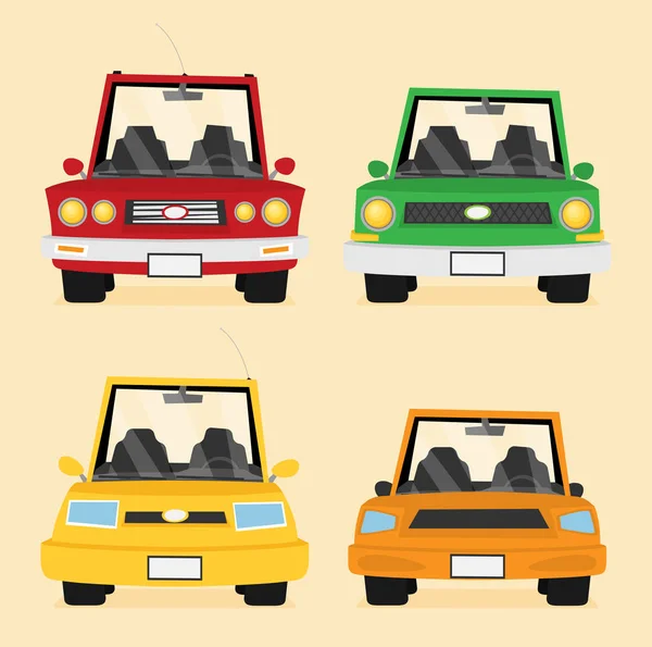 Conjunto Estilizado Com Vários Carros Coloridos Ilustração Vetorial —  Vetores de Stock
