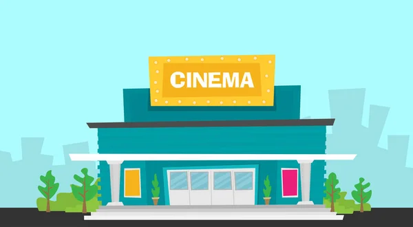 Pancarta Estilizada Con Edificio Cine Ilustración Vectorial — Vector de stock