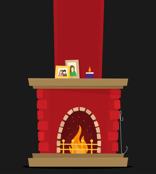 Stylized Banner Fireplace Vector Illustration — Stock Vector