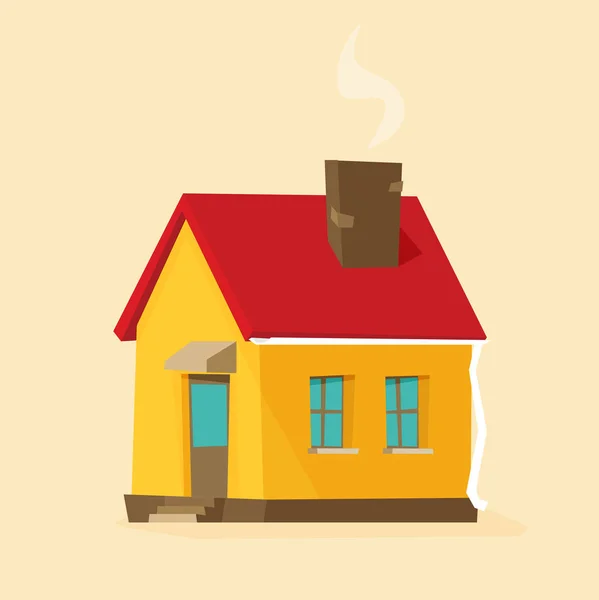 赤い屋根とパイプを持つ家と様式化されたバナー ベクトルイラスト — ストックベクタ