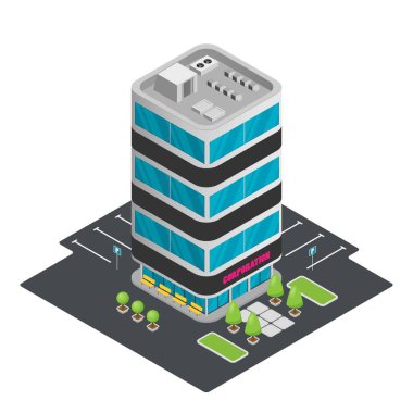 Modern sanat ofis binasının vektör illüstrasyonu. Biyometrik Ofis