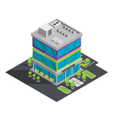 Modern sanat ofis binasının vektör illüstrasyonu. Biyometrik Ofis