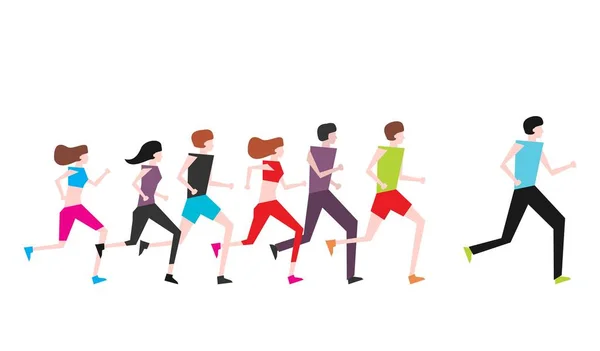 Correr Grupo Personas Motion Training Vector Plano Aire Libre — Vector de stock