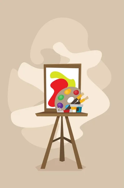 Cartoon Easel Flat Vector Isolated Color Background — Stock Vector