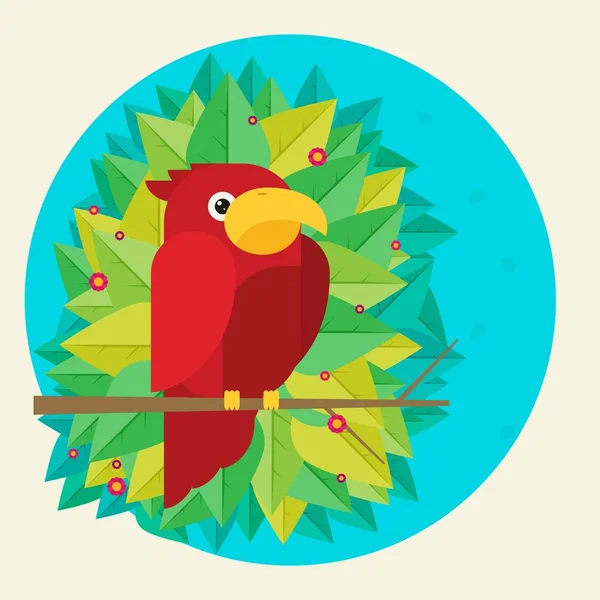 Papagaio Vetor Plano Ilustração Colorida — Vetor de Stock