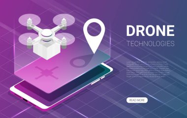 Düz vektör biyometrik drone teslimat arka planı 