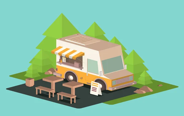 Street Food Truck Vektor Illustration Mat Husvagn Burger Van Leverans — Stock vektor