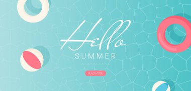 Yaz tatilleri vektör illüstrasyonu, düz tasarım plajı 