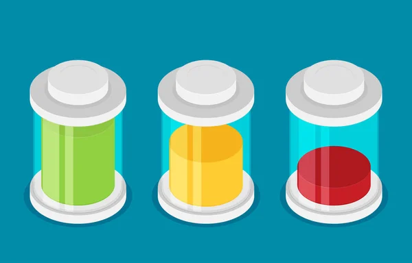 Set Von Stilvollen Isometrischen Akkuladungssymbolen Weiß Isoliert Vektorillustration — Stockvektor