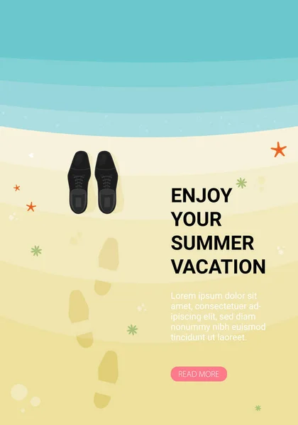 Vacaciones Verano Vector Ilustración Playa Diseño Plano — Archivo Imágenes Vectoriales