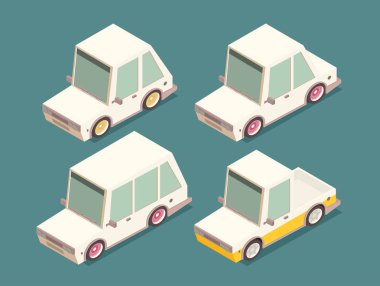 Vektör isometrik araç seti renk arka planda izole