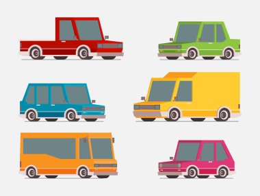 Vektör isometrik araç seti renk arka planda izole