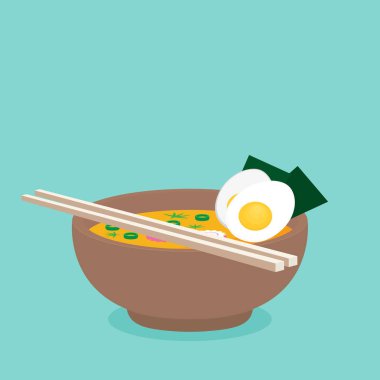 Ramen çorbası, vektör illüstrasyon 
