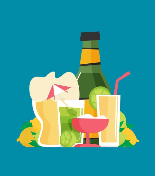 Cocktails Icon Vector Illustration — Stock Vector