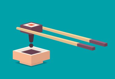 Gıda illüstrasyon - suşi nori ile rulo. Modern 3d düz tasarım izometrik konsepti. 