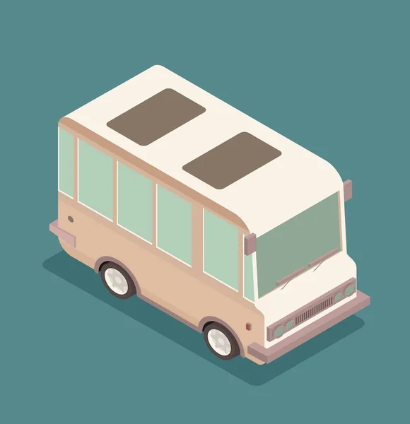Vektorisometrische Darstellung Eines Retro Reisebusses — Stockvektor