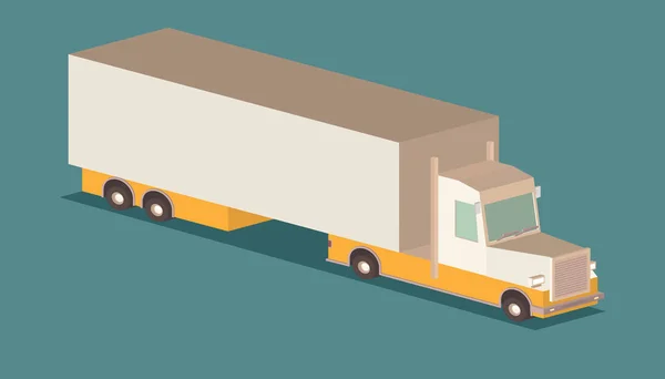 Ilustração Vetorial Semi Caminhão Isométrico Plano —  Vetores de Stock