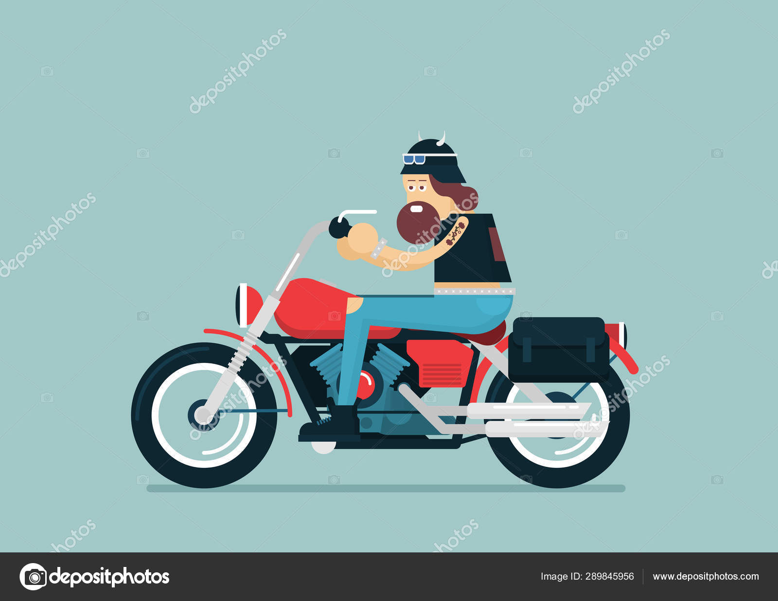 Motocicleta Clássica De Vetor Plano Com Motociclista De Desenho Animado  Brutal Royalty Free SVG, Cliparts, Vetores, e Ilustrações Stock. Image  128070413