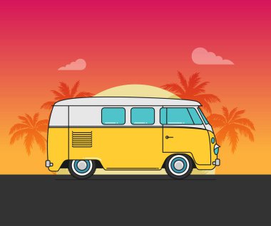 Düz bir otobüsün, vektörün resmi 