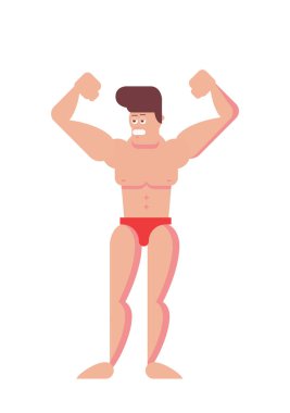 Komik karikatür vücut geliştirmeci. Düz vektör-vektör