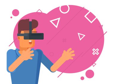 Sanal gerçeklik poster düz Illustration