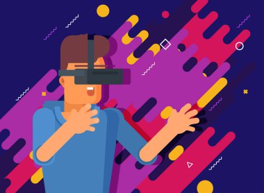 Sanal gerçeklik poster düz Illustration