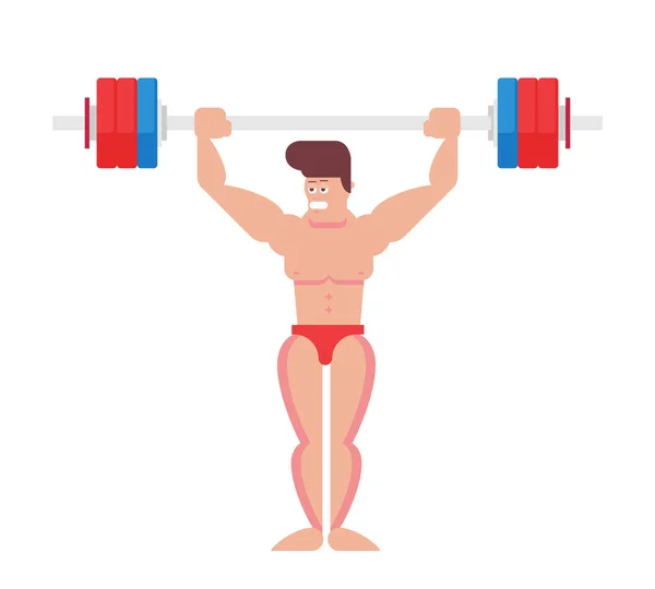 Funny Cartoon Bodybuilder Flat Vector Vector — Stock Vector