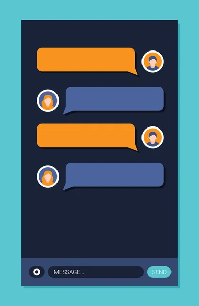 Dialog Chat Vektor Lapos Modern Stílusú Rajzfilmfigura Illusztráció Ikon Design — Stock Vector