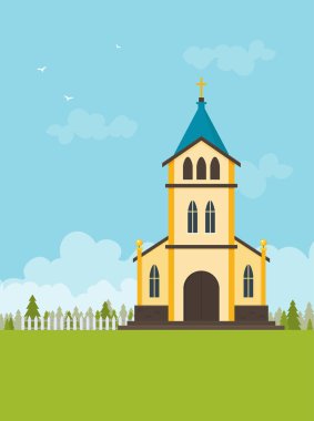 Hristiyan kilise binası, düz vektör simgesi