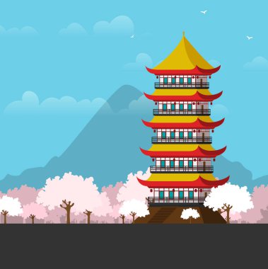 Japonya illüstrasyon tasarım peyzaj