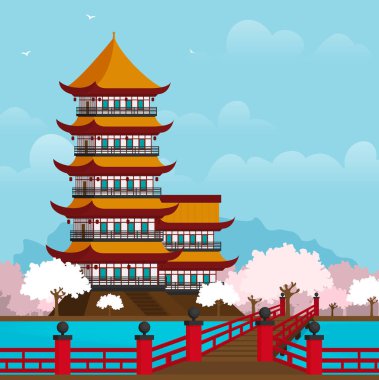 Japonya illüstrasyon tasarım peyzaj