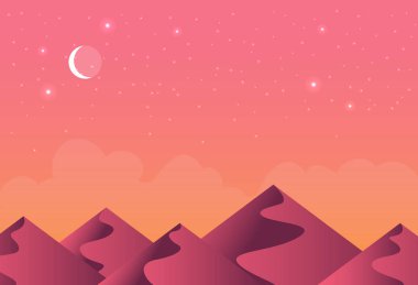 Yıldızlı ve dağlı soyut gece arkaplanı