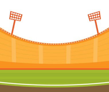 Futbol stadyumunun arka planı, vektör düz tasarım illüstrasyon.