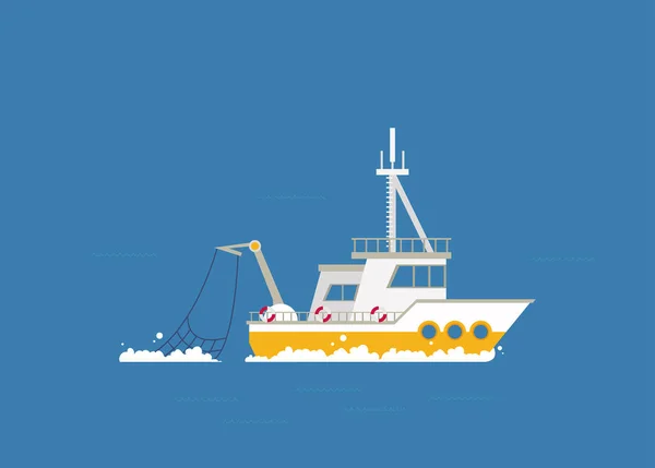 Vlakke Vectorillustratie Van Het Schip — Stockvector