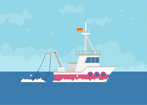 Vlakke Vectorillustratie Van Het Schip — Stockvector